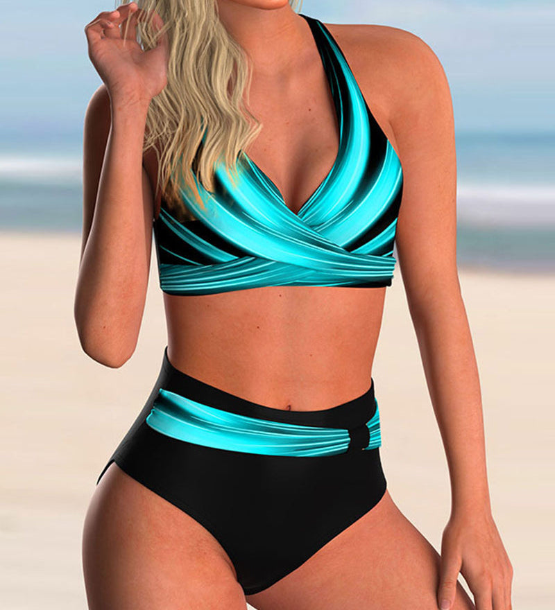 Liliana - Ensemble de bikini avec décolleté croisé et imprimé - vue 2 - Juliette Mode