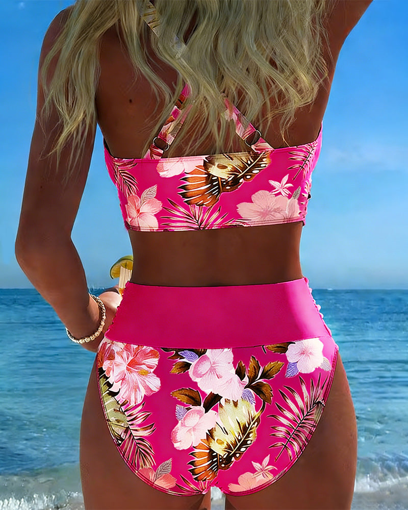 Margaux - Bikini avec imprimé floral contrastant et ouverture - vue 15 - Juliette Mode