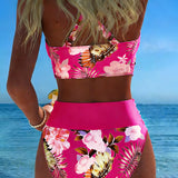 Margaux - Bikini avec imprimé floral contrastant et ouverture - vue 15 - Juliette Mode