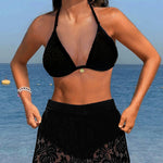 Martina - Élégant ensemble de bikini en dentelle d'une seule couleur - vue 8 - Juliette Mode