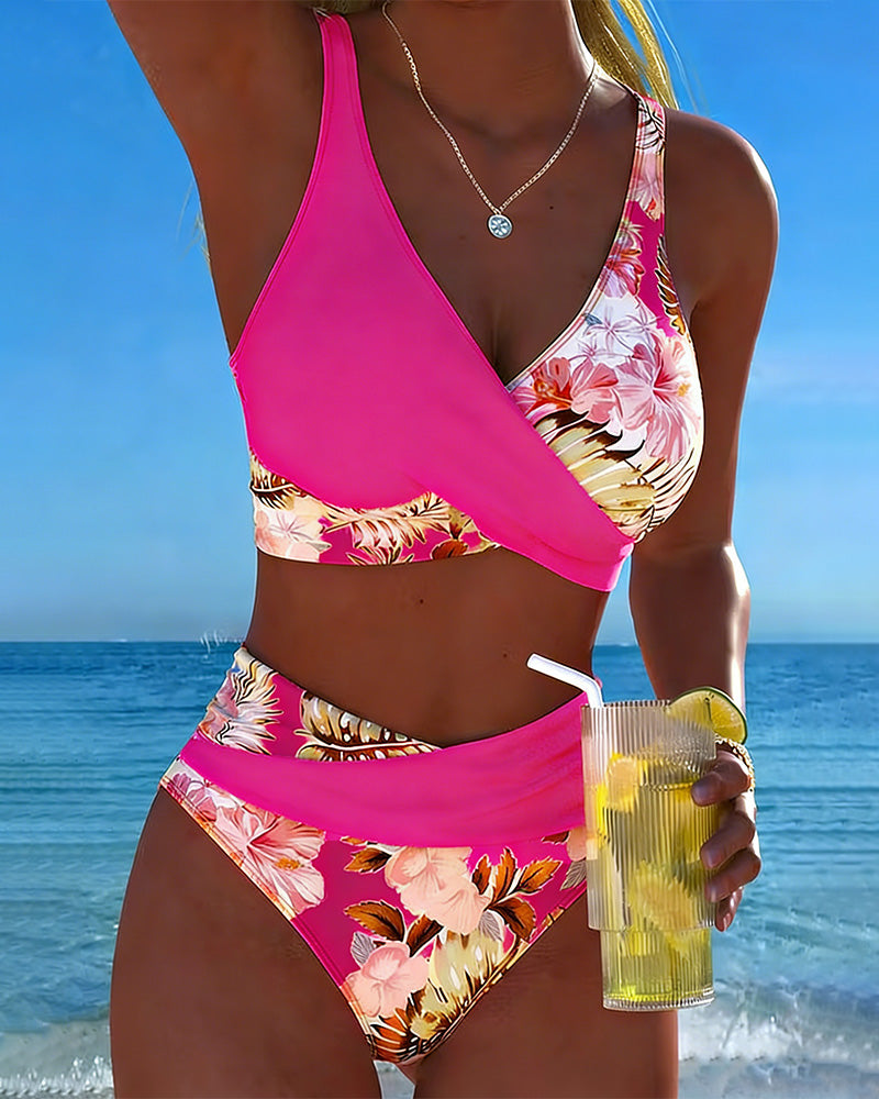 Margaux - Bikini avec imprimé floral contrastant et ouverture - vue 14 - Juliette Mode