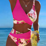 Margaux - Bikini avec imprimé floral contrastant et ouverture - vue 14 - Juliette Mode