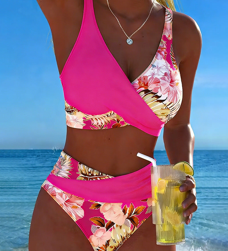 Margaux - Bikini avec imprimé floral contrastant et ouverture - vue 14 - Juliette Mode