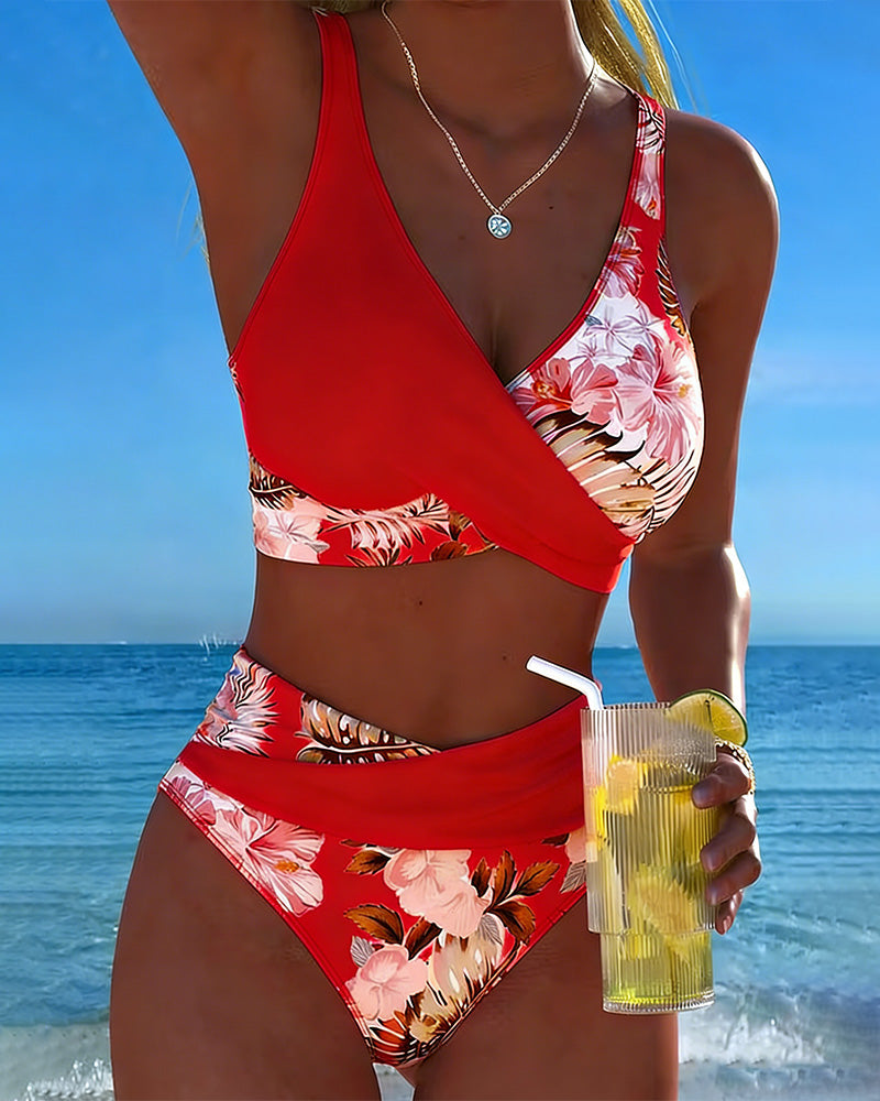 Margaux - Bikini avec imprimé floral contrastant et ouverture - vue 12 - Juliette Mode