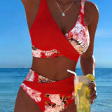 Margaux - Bikini avec imprimé floral contrastant et ouverture - vue 12 - Juliette Mode