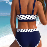 Liesbeth - Bikini à pois taille haute avec design patchwork - vue 2 - Juliette Mode