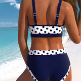 Liesbeth - Bikini à pois taille haute avec design patchwork - vue 2 - Juliette Mode