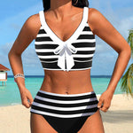 Lucía - Bikini à Rayures Taille Haute - vue 12 - Juliette Mode