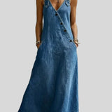 Vera - Robe longue en denim boutonnée