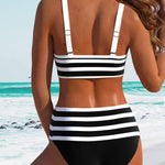 Lucía - Bikini à Rayures Taille Haute - vue 6 - Juliette Mode