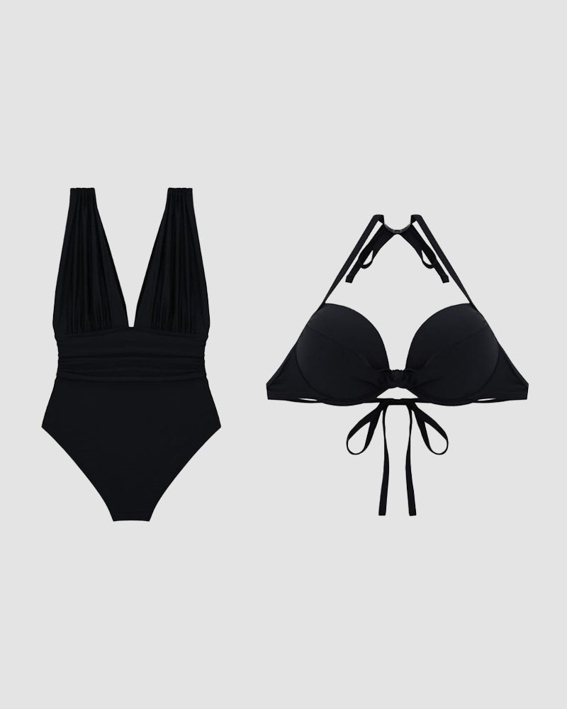 Céline - Maillot de Bain Luxe Sculptant avec Décolleté en V Profond - vue 5 - Juliette Mode