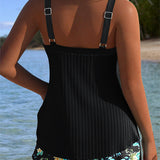 Marina - Tankini Rayé avec Shorts de Plage Deux Pièces - vue 7 - Juliette Mode