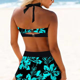 Sherrie - Maillot de bain taille haute avec imprimé floral - vue 2 - Juliette Mode