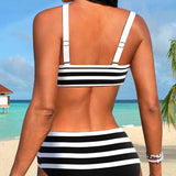 Lucía - Bikini à Rayures Taille Haute - vue 13 - Juliette Mode