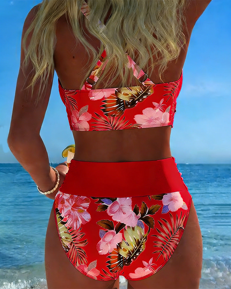 Margaux - Bikini avec imprimé floral contrastant et ouverture - vue 13 - Juliette Mode