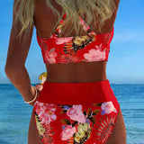 Margaux - Bikini avec imprimé floral contrastant et ouverture - vue 13 - Juliette Mode