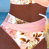 Margaux - Bikini avec imprimé floral contrastant et ouverture - vue 2 - Juliette Mode