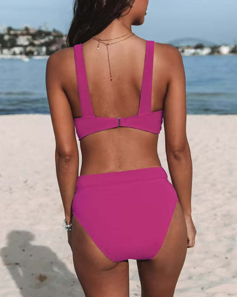 Hilde - Maillot de bain à taille haute et couleur unie - vue 7 - Juliette Mode