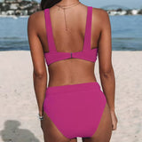 Hilde - Maillot de bain à taille haute et couleur unie - vue 7 - Juliette Mode