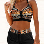 Maryan - Bikini à Motif Géométrique avec Taille Haute Élastique - vue 2 - Juliette Mode