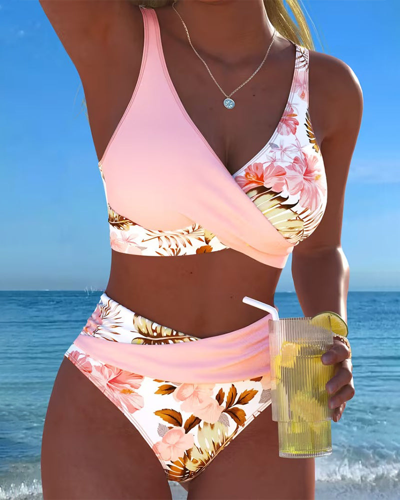 Margaux - Bikini avec imprimé floral contrastant et ouverture - Juliette Mode