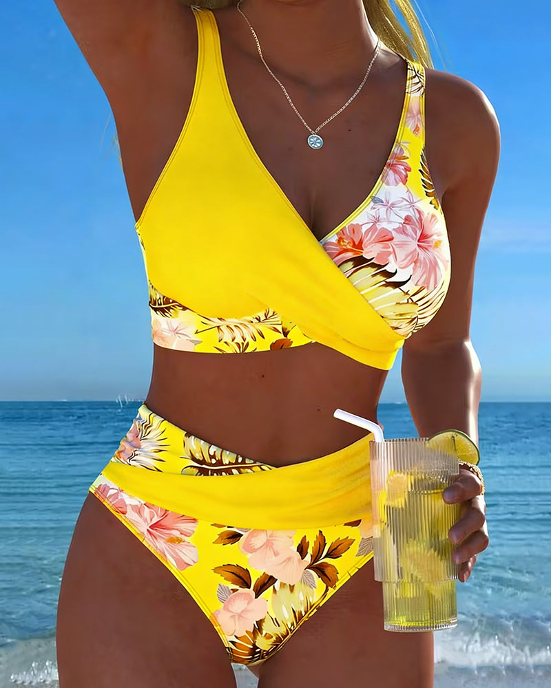Margaux - Bikini avec imprimé floral contrastant et ouverture - vue 5 - Juliette Mode