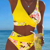 Margaux - Bikini avec imprimé floral contrastant et ouverture - vue 5 - Juliette Mode