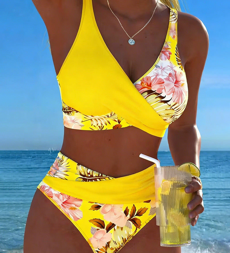 Margaux - Bikini avec imprimé floral contrastant et ouverture - vue 5 - Juliette Mode