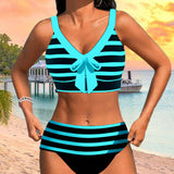 Lucía - Bikini à Rayures Taille Haute - vue 11 - Juliette Mode