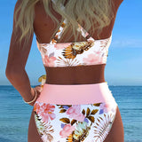 Margaux - Bikini avec imprimé floral contrastant et ouverture - vue 4 - Juliette Mode