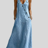Vera - Robe longue en denim boutonnée