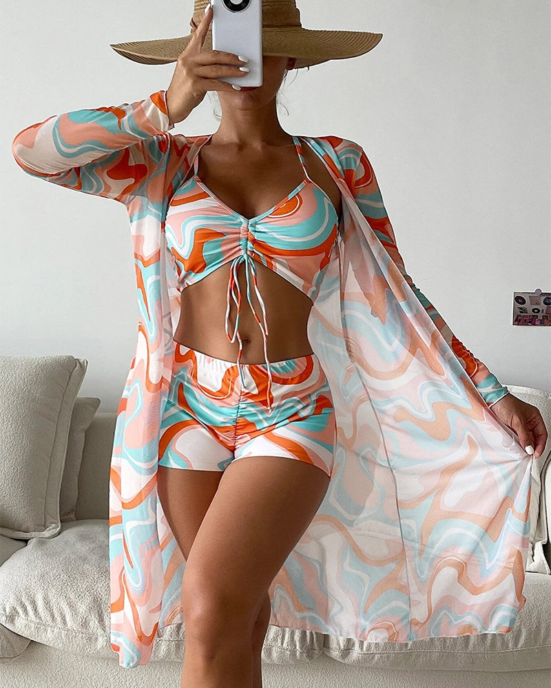 Alba - Ensemble de bikini 3 pièces avec imprimé - Juliette Mode