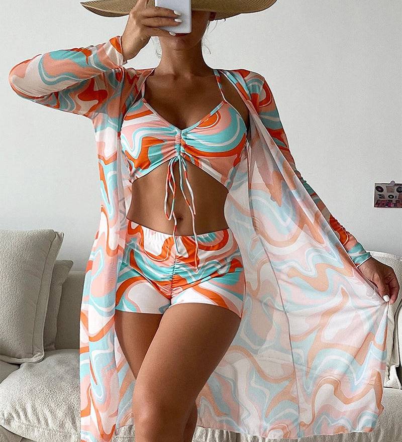Alba - Ensemble de bikini 3 pièces avec imprimé - Juliette Mode