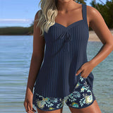 Marina - Tankini Rayé avec Shorts de Plage Deux Pièces - Juliette Mode