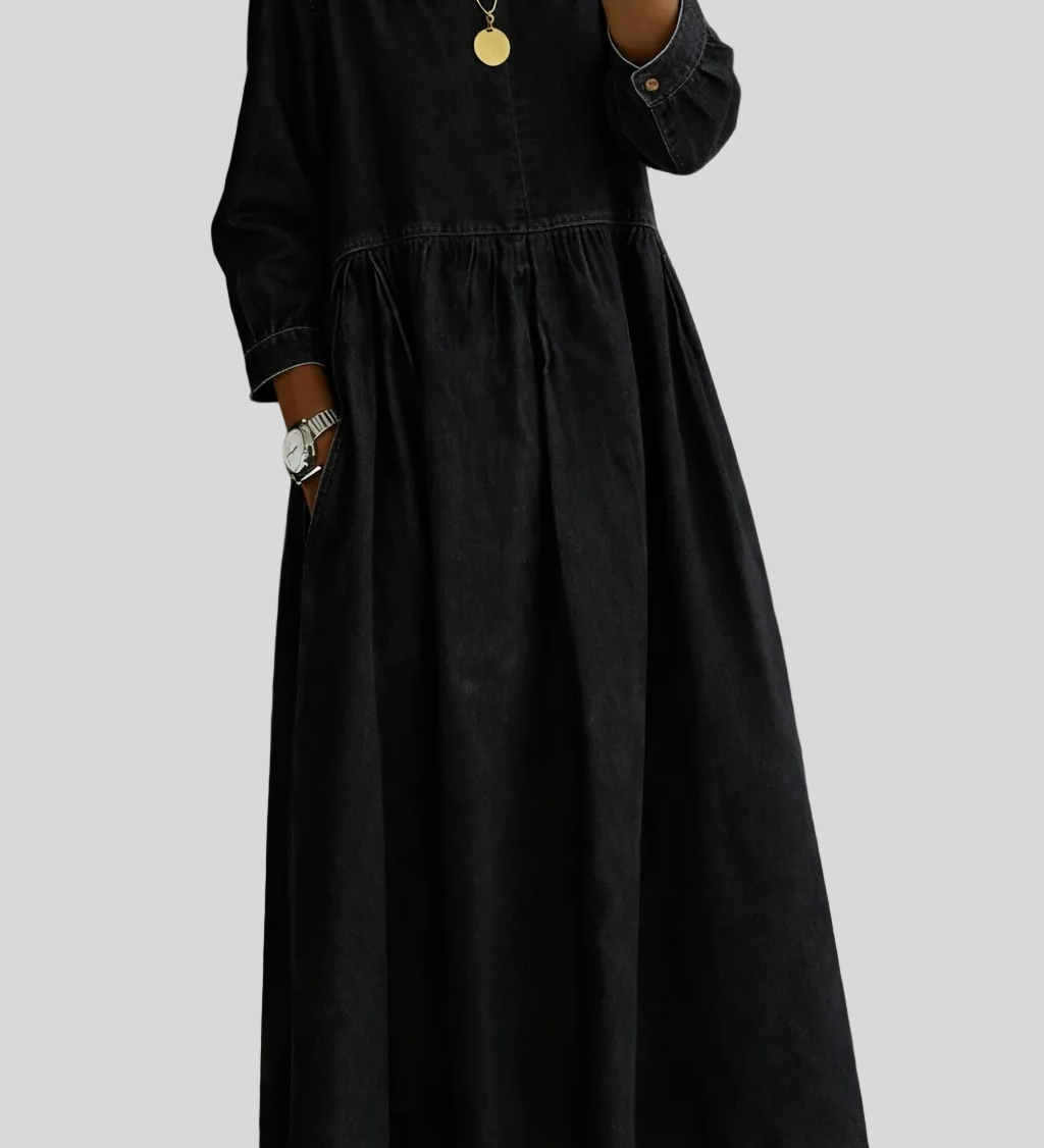 Clara - Robe en jean à col Peter Pan