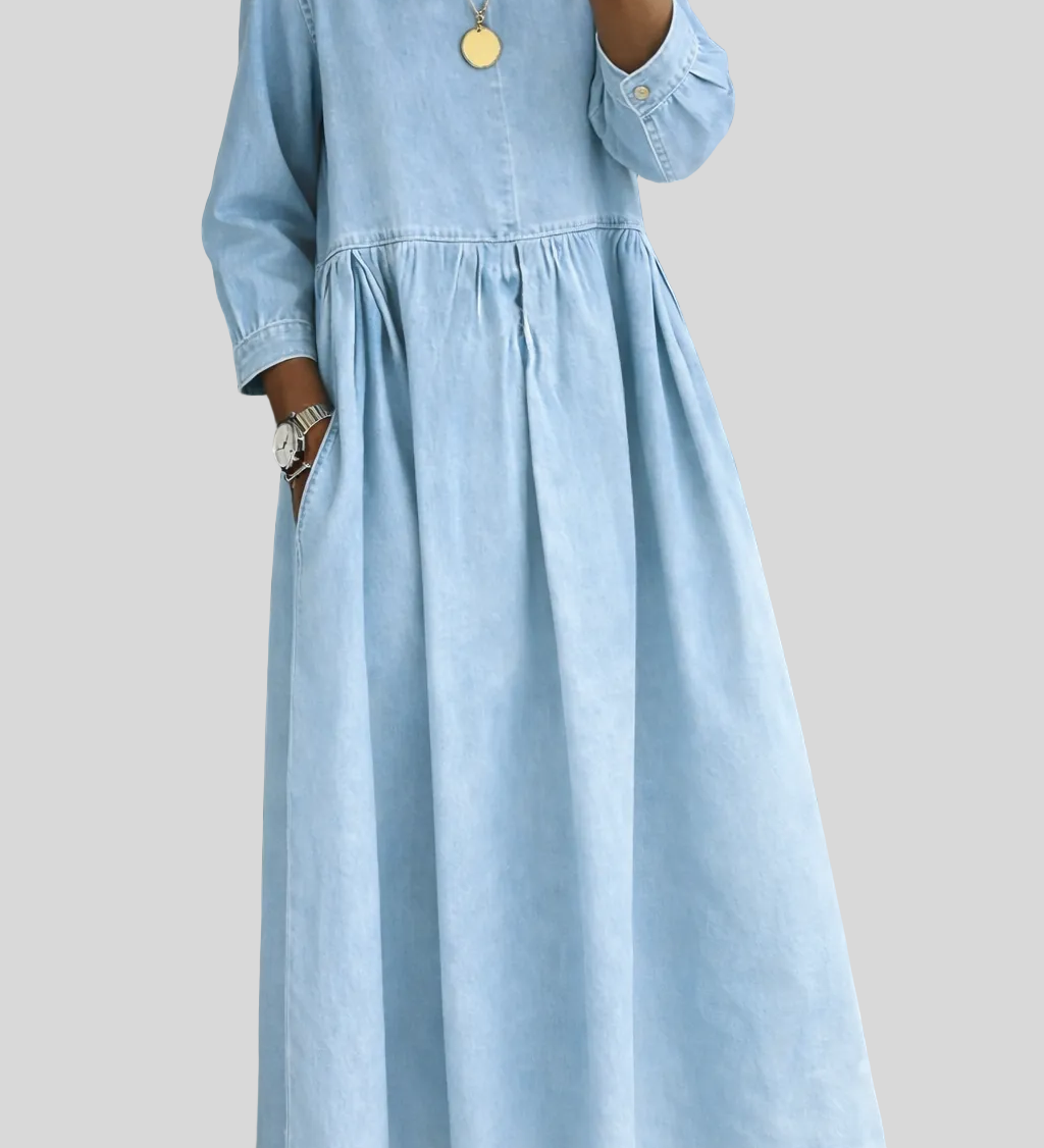 Clara - Robe en jean à col Peter Pan