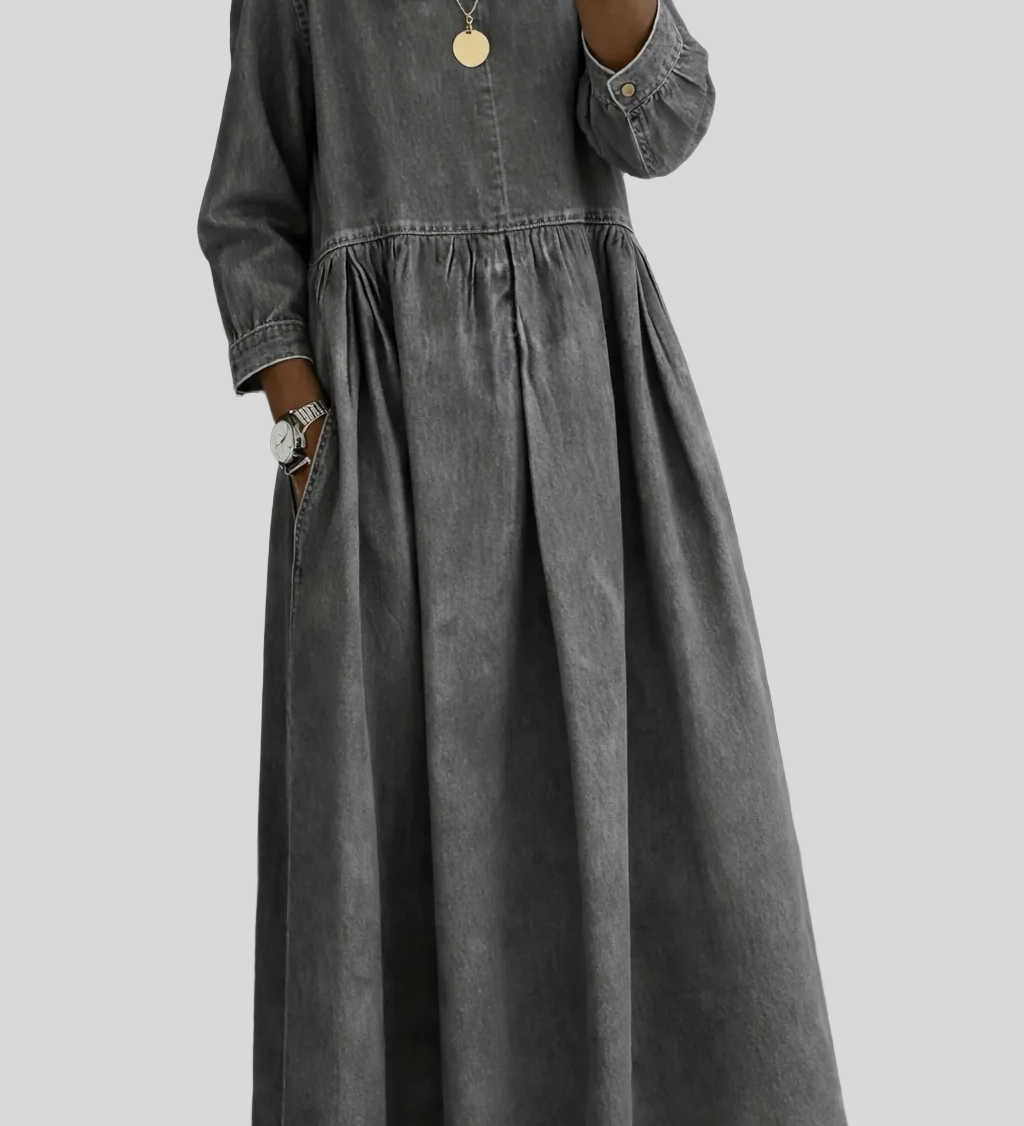 Clara - Robe en jean à col Peter Pan