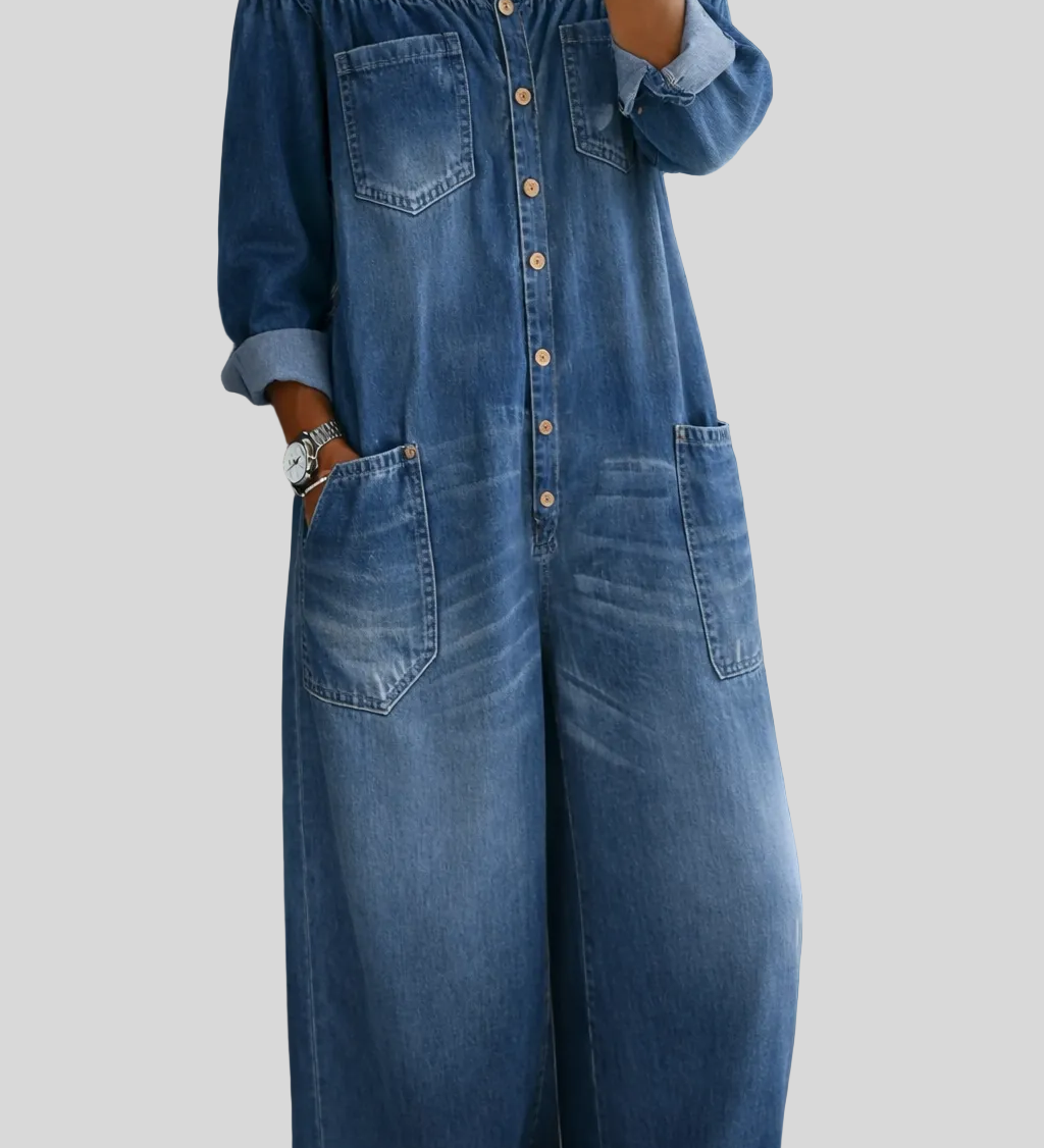 Elena - Combinaison denim épaules dénudées