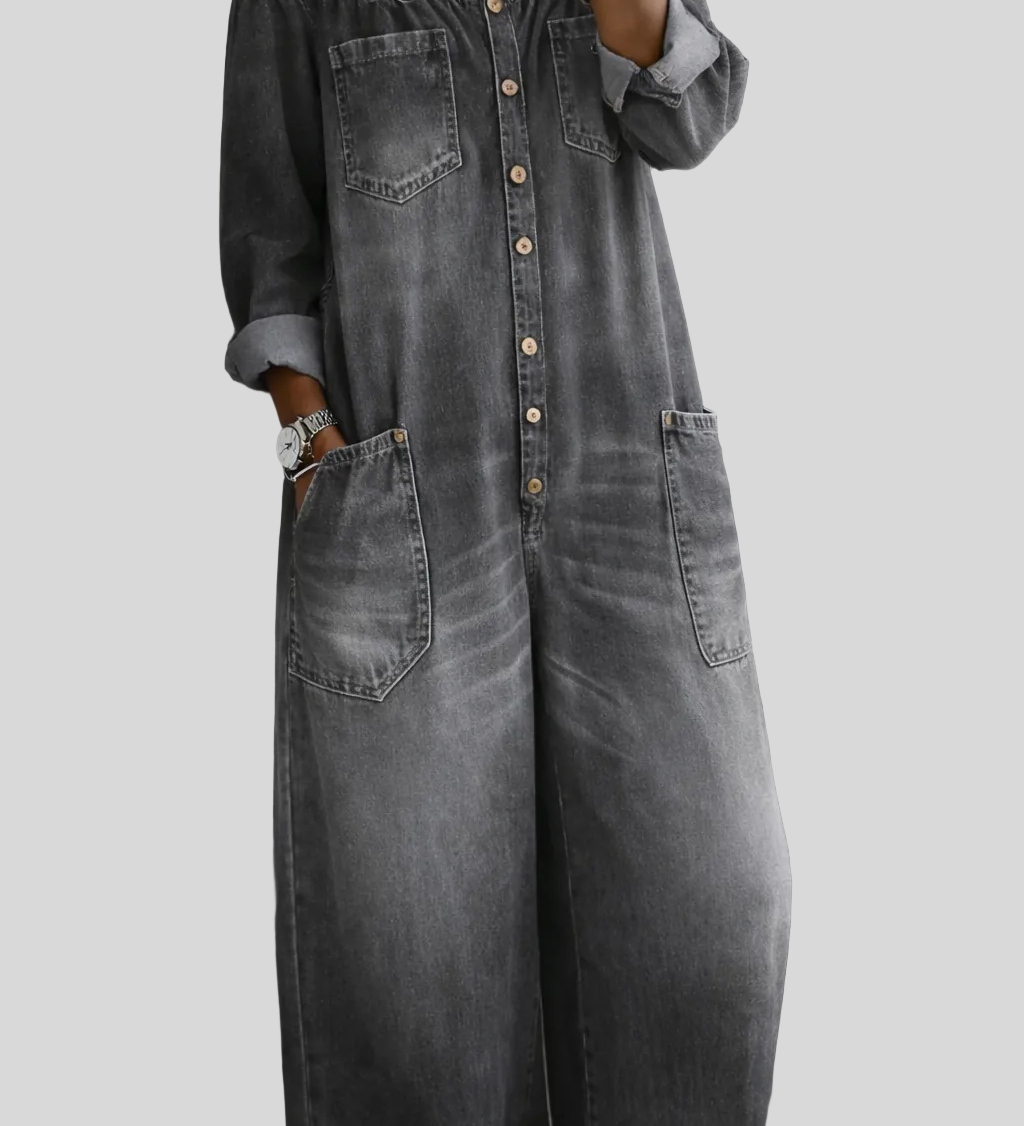 Elena - Combinaison denim épaules dénudées