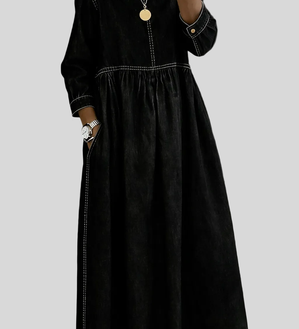 Melissa - Robe en jean col rond manches longues