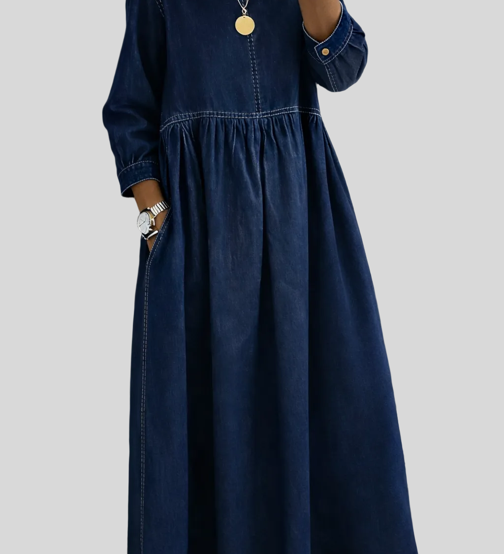 Melissa - Robe en jean col rond manches longues