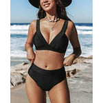 Hilde - Maillot de bain à taille haute et couleur unie - vue 10 - Juliette Mode