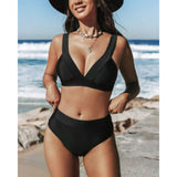 Hilde - Maillot de bain à taille haute et couleur unie - vue 10 - Juliette Mode