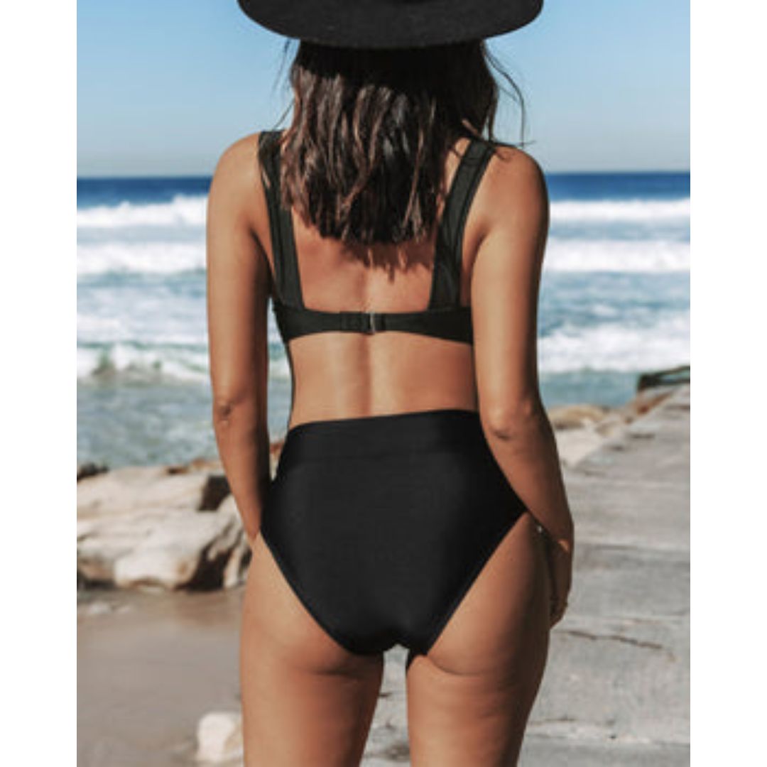 Hilde - Maillot de bain à taille haute et couleur unie - vue 11 - Juliette Mode