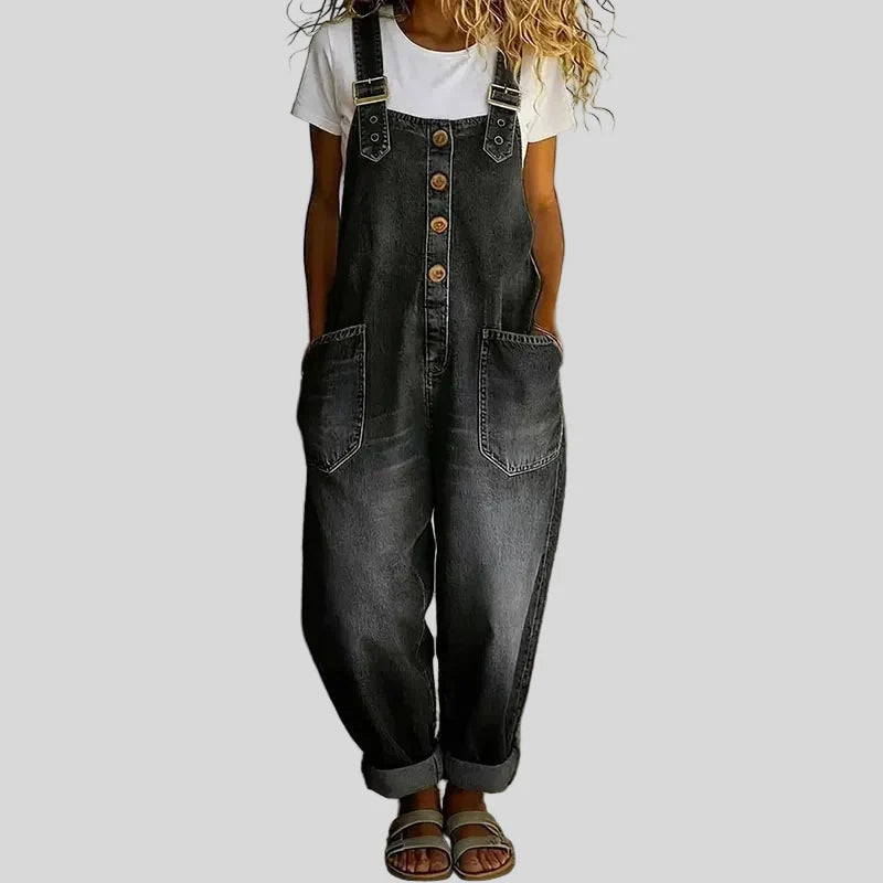Mae - Salopette vintage en coton doux effet denim