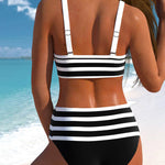 Lucía - Bikini à Rayures Taille Haute - vue 2 - Juliette Mode