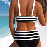 Lucía - Bikini à Rayures Taille Haute - vue 2 - Juliette Mode