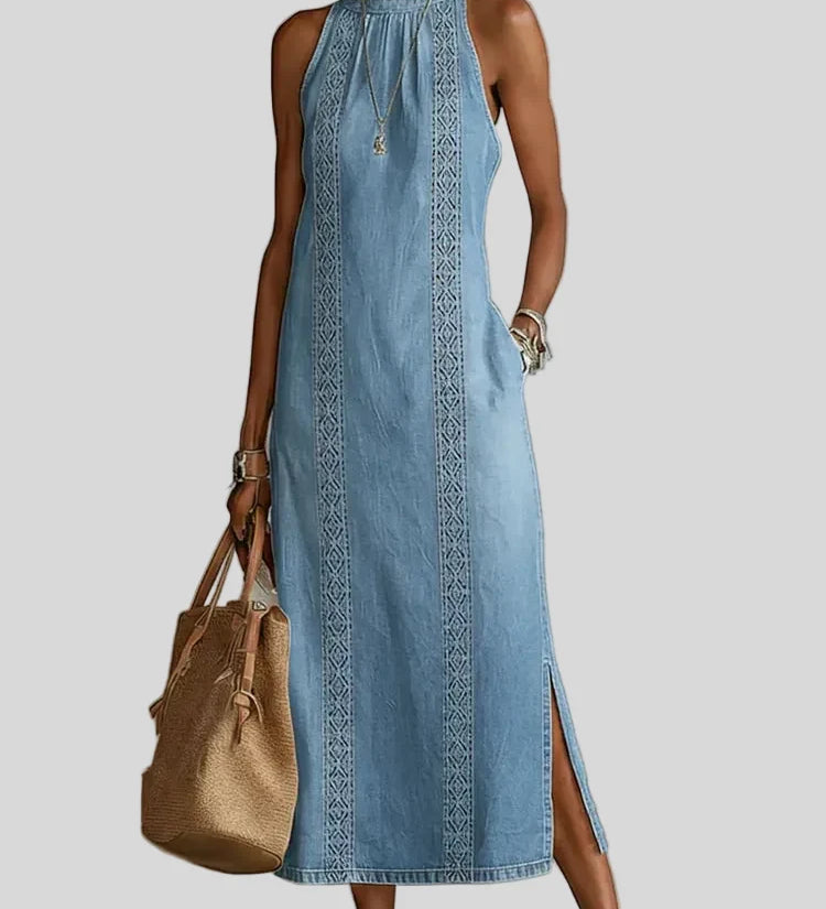 Julia - Robe en denim à dentelle rétro