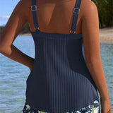 Marina - Tankini Rayé avec Shorts de Plage Deux Pièces - vue 2 - Juliette Mode