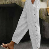 Linaya - Pantalon à Boutons Rayé